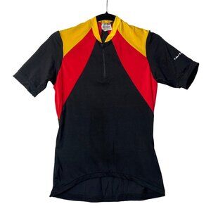 Nashbar Men Black Red Yellow Bottle Short Sleeve Bicycle Cycling Jersey Small